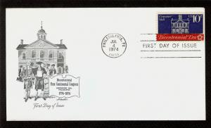 FIRST DAY COVER #1543 Bicentennial - Carpenter's Hall 10c ARTMASTER U/A FDC 1974