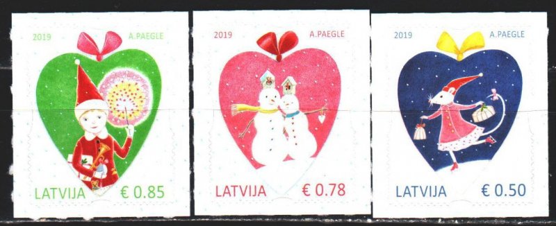 Latvia. 2019. 1090-92. Christmas, hearts. MNH.