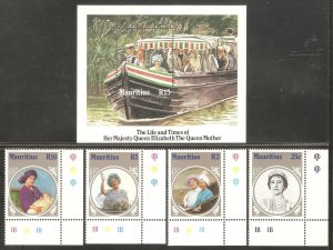MAURITIUS Sc# 604 - 608 MNH FVF Set4 + SS Queen Elizabeth QE