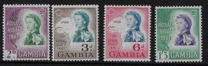 Gambia 1961 QEII visit sg 186-189, Scott 168-171. MNH compl. set.  CV£5  (aa137a