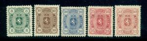 FINLAND 1892 Grand Duke Reprints, Coat of Arms complete set of 5 - only 100 made