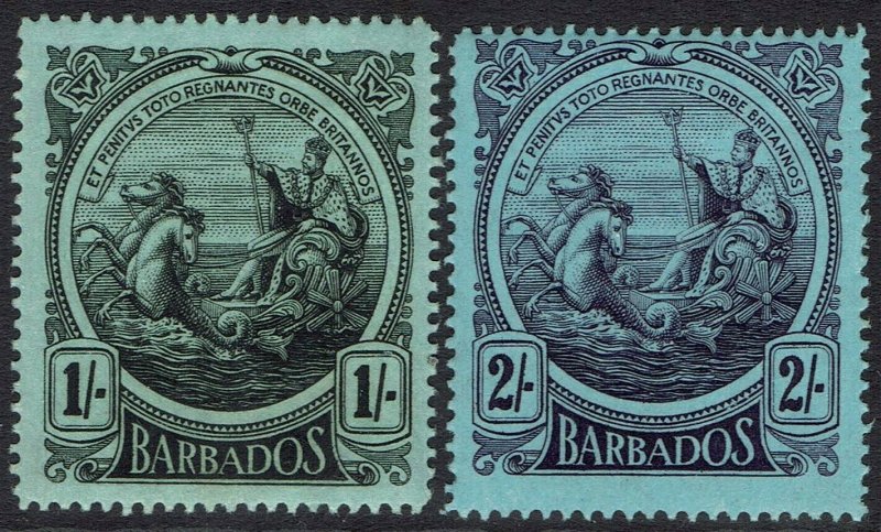 BARBADOS 1916 KGV SEAHORSES 1/- AND 2/- 
