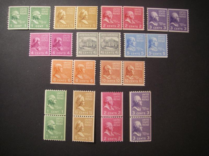 PREXIE LINE PAIRs COMPLETE, Scott 839 - 851, BEAUTIFUL MNH GROUP