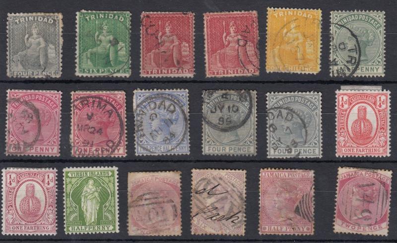 British Commonwealth QV Collection of 18 Trinidad Caicos Virgin Jamaica J2347