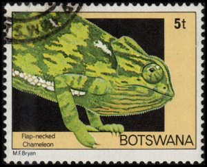 Botswana 243 - Used - 5t Flap-necked Chameleon (1980) (cv $0.95)