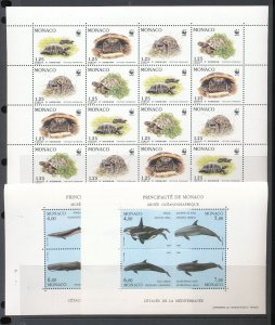 MONACO WWF Sealife Whales Sheets x MNH 3 sheets (BLK24 )