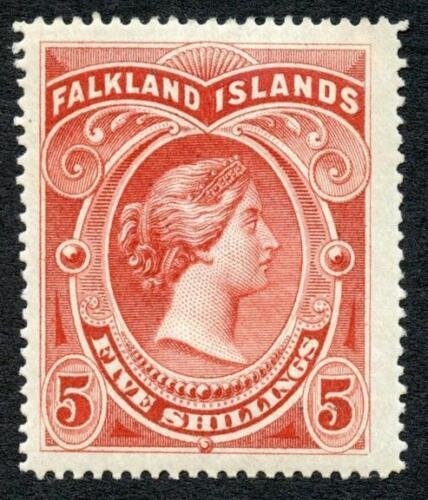 Falkland Islands 1898 5s red SG42 VFM cat 250 pounds 