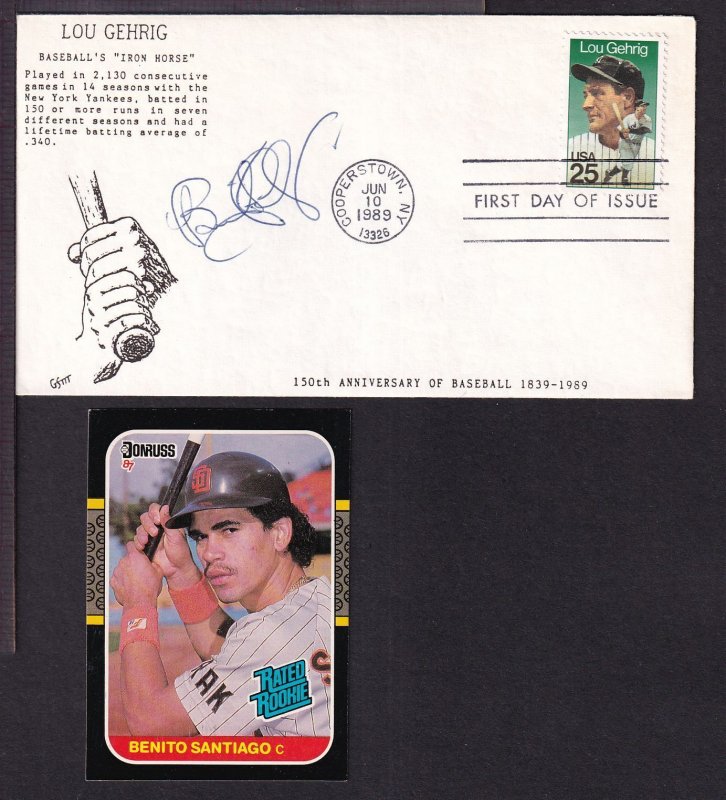 1989 Lou Gehrig The Iron Horse baseball Sc 2417 signed Benito Santiago (M6