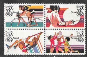 US #C109-C112a  $0.35  1984 Olympics  Block of 4 (MNH) CV $4.00