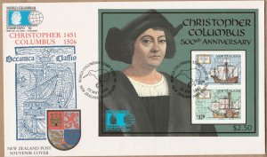 New Zealand 1992 World Columbian Stamp Exhibition Mini Sheet Cover