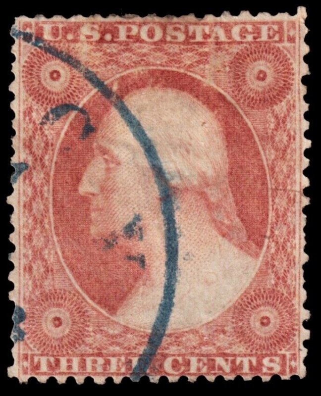 United States Scott 26, Dull Red, Type III (1857) Used G-F, CV $10.00 W