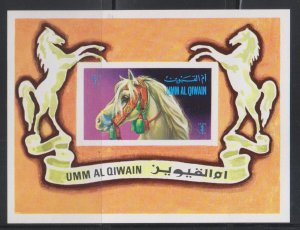 Umm Al Qiwain, Horses (MI# 502) BLOCK 36 MH SS
