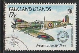 1990 Falkland Islands - Sc 515 - used VF - 1 single - Presentation Spitfires