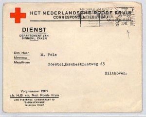 NETHERLANDS WW2 Cover RED CROSS Hague Official 1941 Bilthoven {samwells}RC40