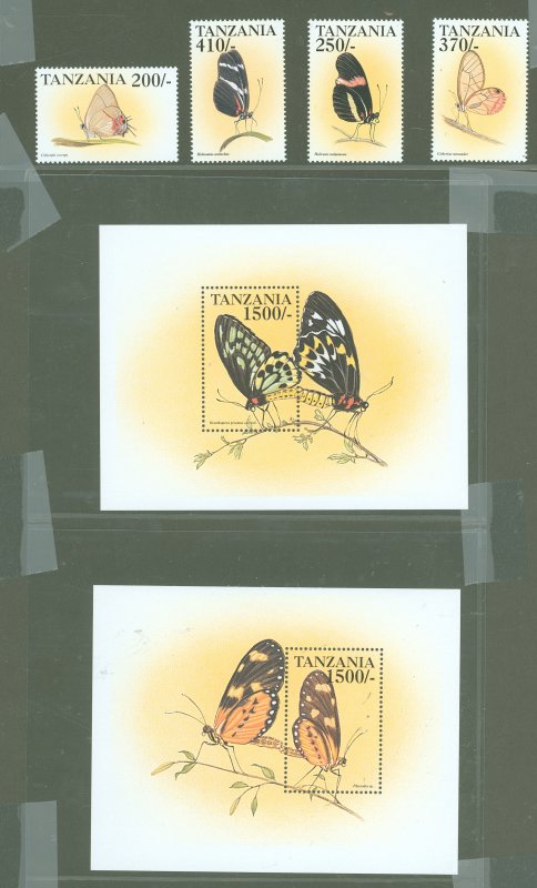 Tanzania #1784-1787/1790-1791   (Butterflies) (Fauna)