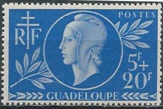 Guadeloupe B12 (mh) 5fr+20fr Red Cross, ultra (1944)