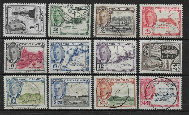 VIRGIN ISLANDS SG136/47 1952 DEFINITIVE SET FINE USED