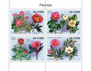 St Thomas - Flowers - 4 Stamp  Sheet ST11207a