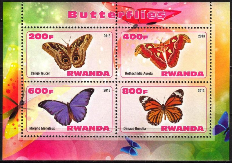 Rwanda 2013 Butterflies (4) MNH Cinderella !