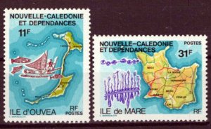 New Caledonia 443-444 MNH Maps Canoes ZAYIX 0524S0382