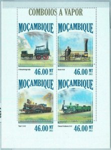 M1469 - MOZAMBIQUE - ERROR, 2013 MISSPERF SHEET: Steam Locomotives, Trains