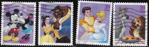 US #4025-4028 used set. Disney Romantic. Nice.