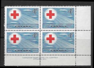 CANADA - 1952 RED CROSS CONFERENCE LOWER RIGHT PB - PLATE 1 - SCOTT 317 - MNH