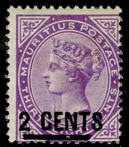 MAURITIUS SG116, 2c on 38c bright purple, M MINT. Cat £160.