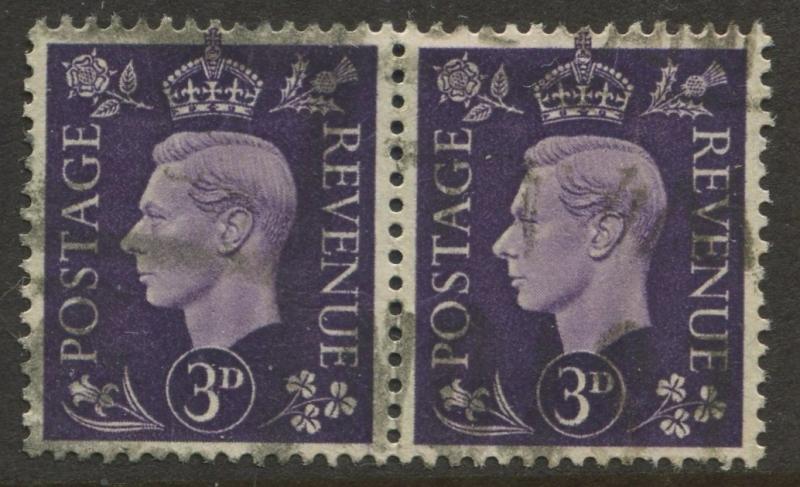 Great Britain - Scott 240 -KGVI Definitive -1937 -FU -Horiz.Pair of 3p Stamp