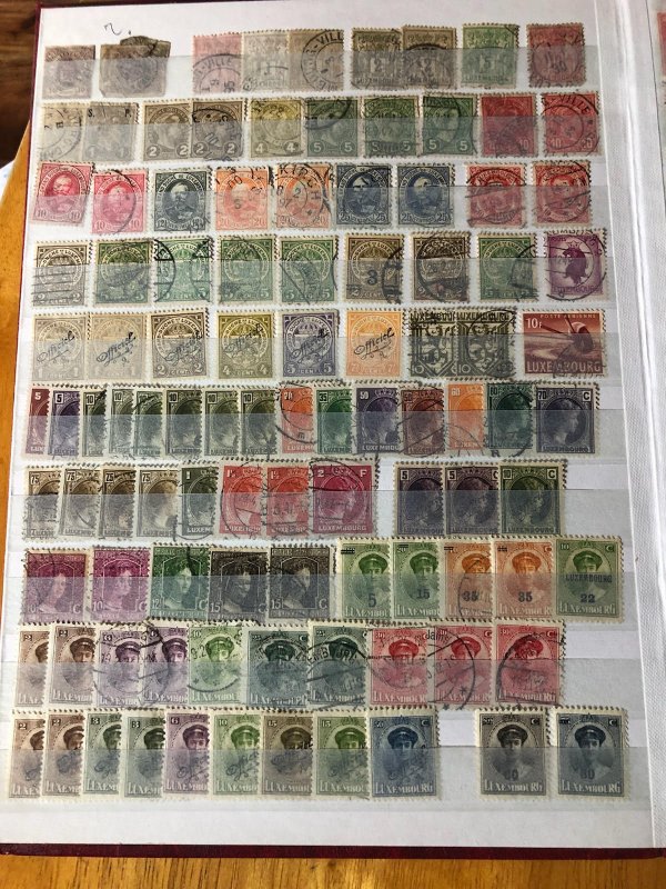 Red Stock Book Full Of Very Old Turkey & Norway Stamps  VERY CLEAN VERY NICE