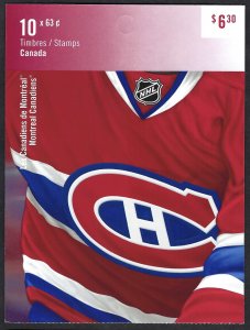 Canada #2672a 63¢ Montreal Canadians (2013). Booklet of 10 stamps. MNH