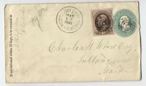 1881 West Gouldsborough ME registered cover 10ct banknote [y3112]