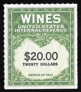 RE181 20.00 Dollar Wine Stamps Mint NG as issued NH EGRADED VF-XF 87