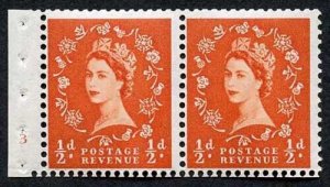 SB6 1/2d Edward wmk Booklet Pane of 2 Cylinder 1 No Dot U/M