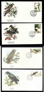Flora & Fauna of the World #191-Birds-Parrots-Warblers-four different FDCs with