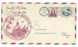 Uprated UC1 Sacramento to San Francisco, California 1933 First Flight AM8 Signed