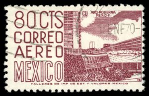 MEXICO Sc C265b F-VF/USED - 1972 80c Mexico City University Stadium- 37 x 20½ mm