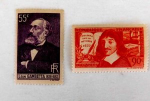 France #330 % 341 Mint/HR/Good, Rene' Gambetta, 1937 & 38, Tiny gum miss on #330