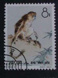 ​CHINA -1963-SC#  713-5 RARE GOLDEN HAIR MONKIES CTO-OGH VERY FINE RARE