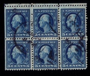 US SCOTT #504 USED BLOCK OF SIX VERY FINE