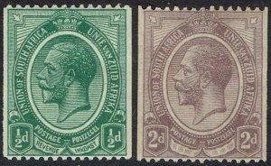 SOUTH AFRICA 1913 KGV COIL STAMPS ½D AND 2D