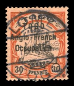 Togo #53 Cat$29, 1914 30pf orange and black, used