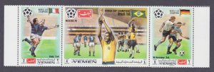 1970 Yemen Kingdom 1150-1152strip 1970 FIFA World Cup in Mexico