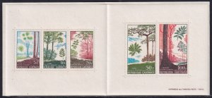 Gabon 1967 Sc C62a Trees of Africa Complete Pane/5 Stamps Wooden BKLT Cover MNH