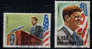 San Marino Scott 607-608 used JFK stamp set, nicely canceled set