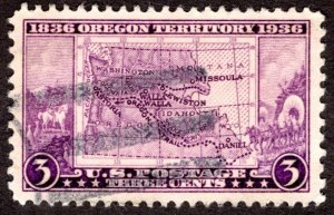 1936, US 3c, Map of Oregon Territory, Used, Sc 783