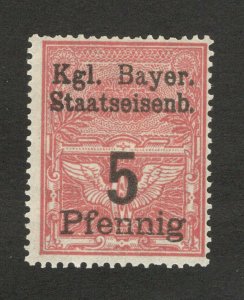 GERMANY- Kgl Bayer staatseisenb ovpt. train railway-fiscal tax due REVENUE- 5 pf 