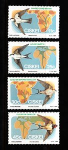 CISKEI SC# 73-76 MIGRATORY BIRDS AND MAPS - MNH