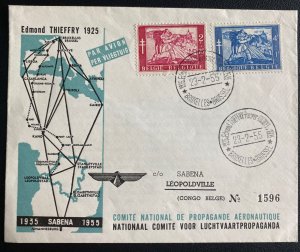 1955 Bruxelles Belgium First Flight Airmail Cover To Leopoldville Belgian Congo