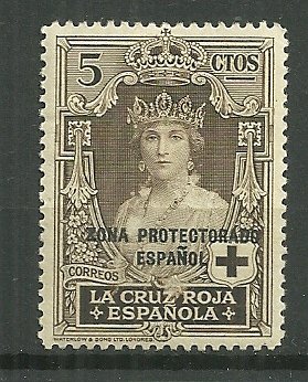 1926 Spanish Morocco 5c Queen Victoria MH with gum faults